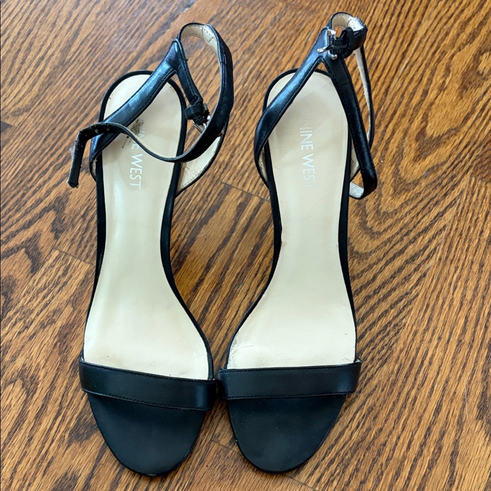 Nine West Black Open-Toe Ankle-Strap Heels